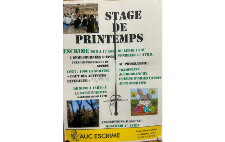 Stage de Printemps : escrime et aventures en plein air